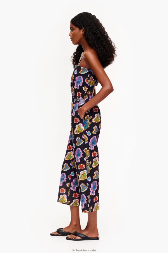 Clothing 4062VZ177 Black Bimba Y Lola Long Fish Sea Fluid Jumpsuit