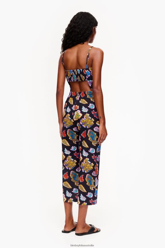 Clothing 4062VZ177 Black Bimba Y Lola Long Fish Sea Fluid Jumpsuit