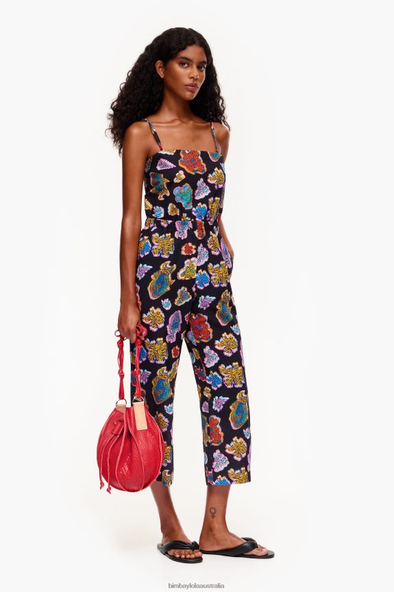 Clothing 4062VZ177 Black Bimba Y Lola Long Fish Sea Fluid Jumpsuit