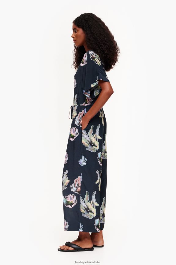 Clothing 4062VZ186 Gray Bimba Y Lola Long Coral Print Jumpsuit