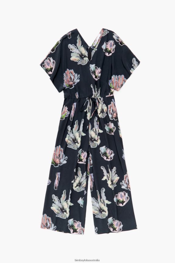 Clothing 4062VZ186 Gray Bimba Y Lola Long Coral Print Jumpsuit