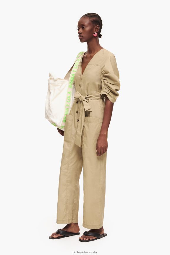 Clothing 4062VZ188 Khaki Bimba Y Lola Poplin Jumpsuit
