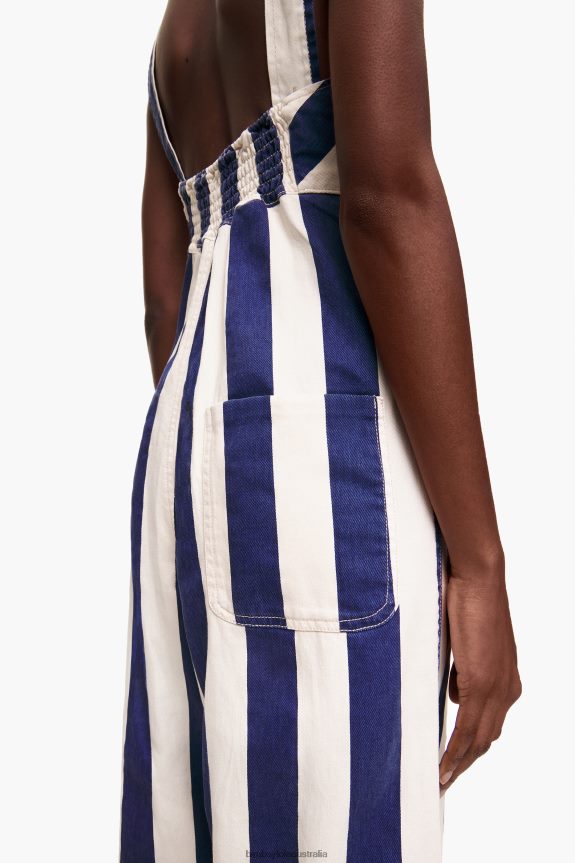 Clothing 4062VZ212 Blue Bimba Y Lola Denim Striped Jumpsuit