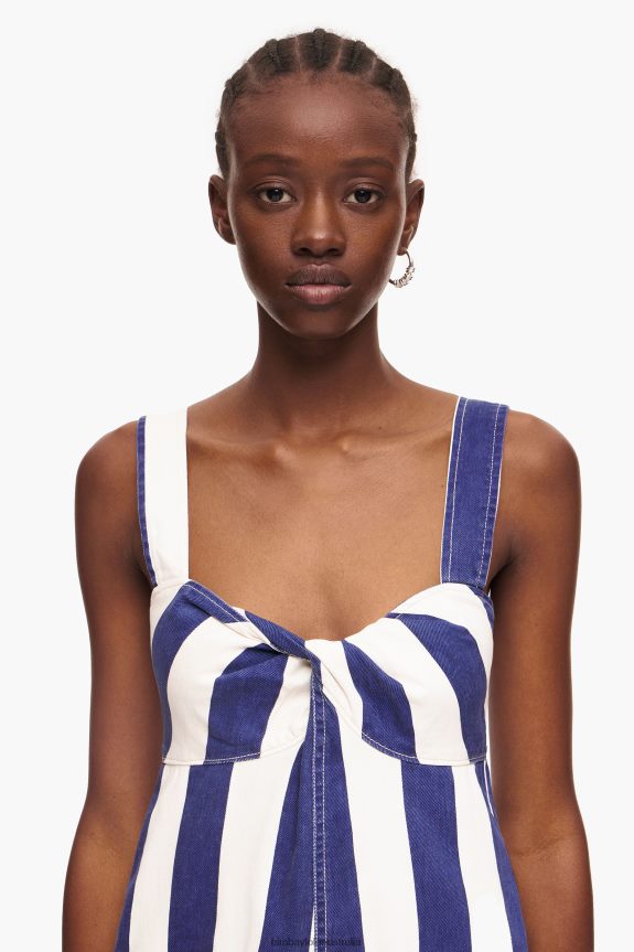 Clothing 4062VZ212 Blue Bimba Y Lola Denim Striped Jumpsuit