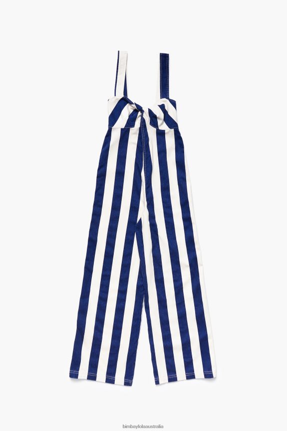 Clothing 4062VZ212 Blue Bimba Y Lola Denim Striped Jumpsuit