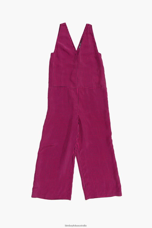 Clothing 4062VZ242 Fuchsia Bimba Y Lola Fluid Gingham Jumpsuit