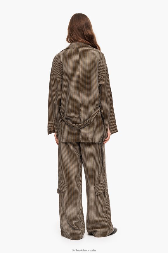 Clothing 4062VZ470 Brown Bimba Y Lola Gingham Oversize Blazer