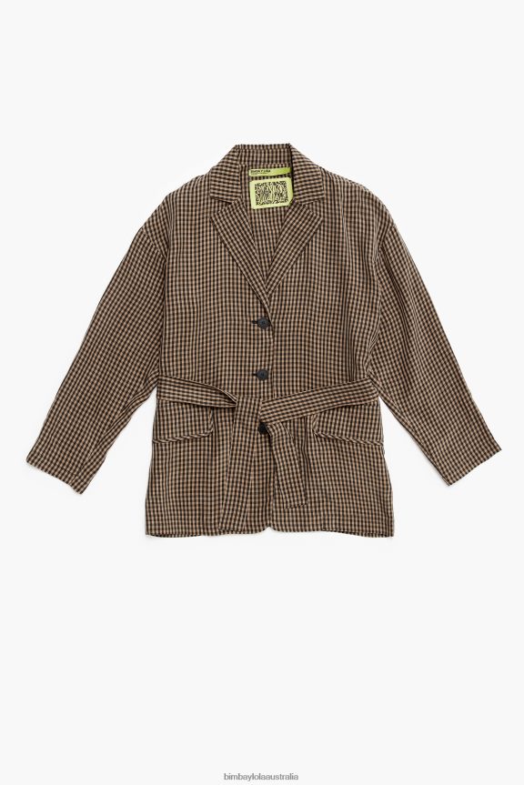 Clothing 4062VZ470 Brown Bimba Y Lola Gingham Oversize Blazer