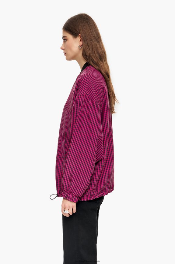 Clothing 4062VZ471 Fuchsia Bimba Y Lola Gingham Cupro Bomber Jacket