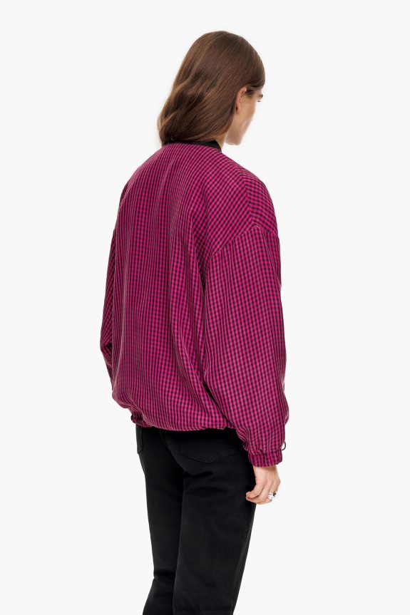 Clothing 4062VZ471 Fuchsia Bimba Y Lola Gingham Cupro Bomber Jacket