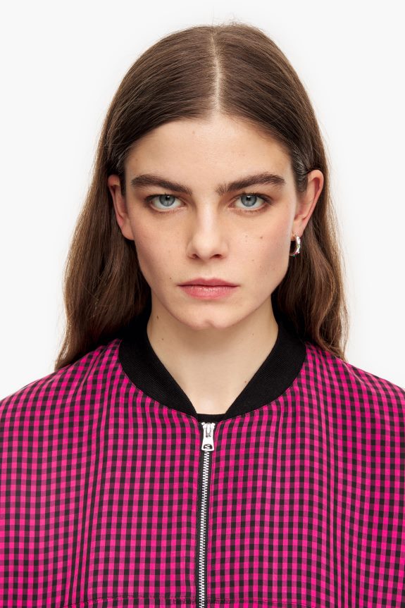 Clothing 4062VZ471 Fuchsia Bimba Y Lola Gingham Cupro Bomber Jacket