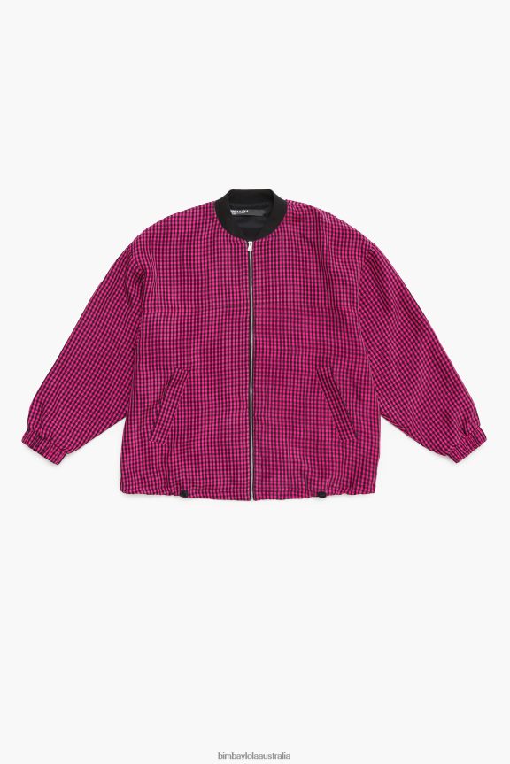 Clothing 4062VZ471 Fuchsia Bimba Y Lola Gingham Cupro Bomber Jacket