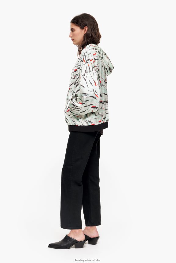 Clothing 4062VZ490 Mint Bimba Y Lola Butterfly Wing Print Fluid Bomber Jacket