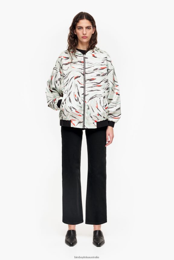Clothing 4062VZ490 Mint Bimba Y Lola Butterfly Wing Print Fluid Bomber Jacket