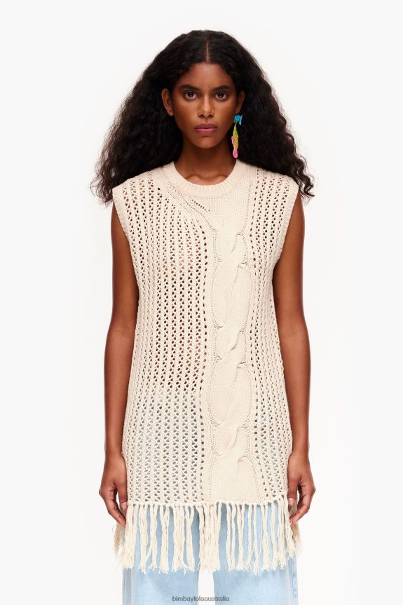 Clothing 4062VZ351 Ecru Bimba Y Lola Knit Vest
