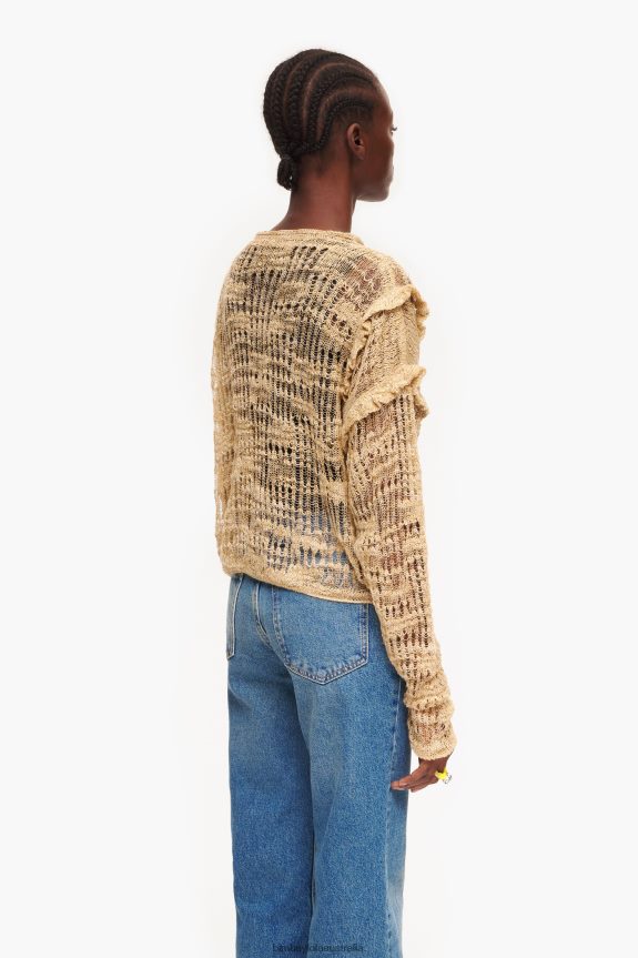 Clothing 4062VZ362 Camel Bimba Y Lola Open-Knit Linen Sweater