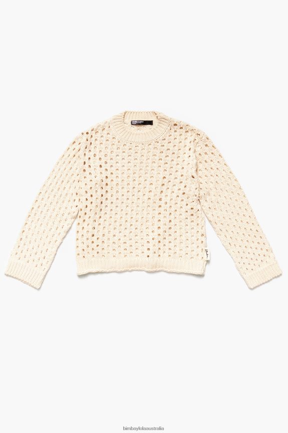 Clothing 4062VZ364 Ecru Bimba Y Lola Open-Knit Sweater