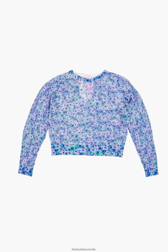 Clothing 4062VZ365 Flowers Bimba Y Lola Full Print Linen Sweater