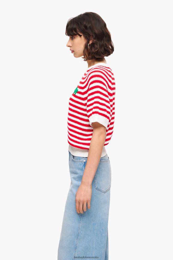 Clothing 4062VZ368 Red And White Bimba Y Lola Striped Sweater