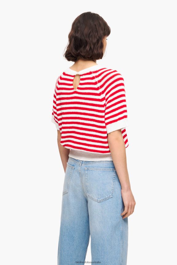 Clothing 4062VZ368 Red And White Bimba Y Lola Striped Sweater