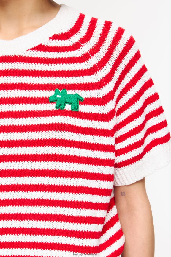 Clothing 4062VZ368 Red And White Bimba Y Lola Striped Sweater