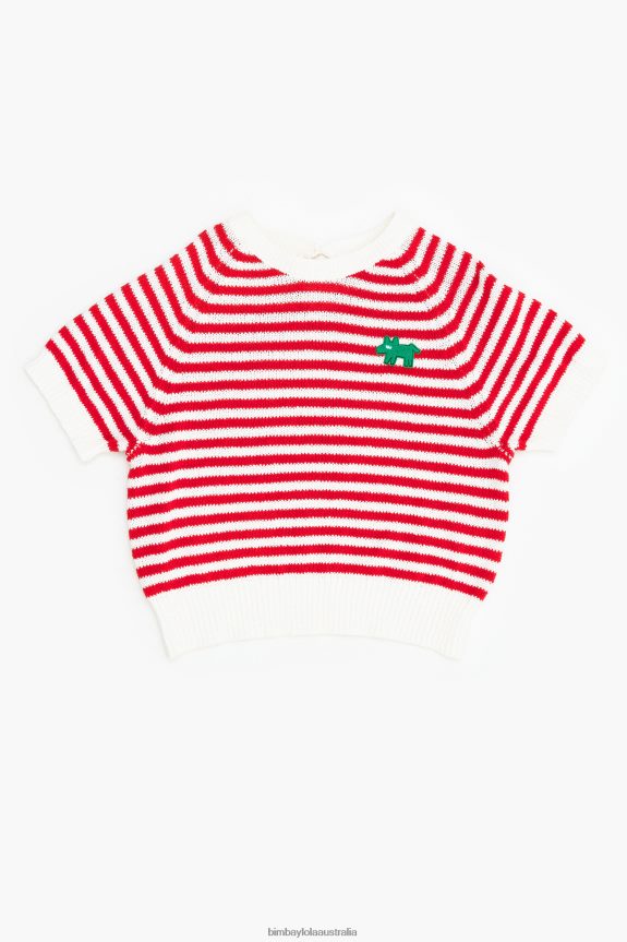 Clothing 4062VZ368 Red And White Bimba Y Lola Striped Sweater