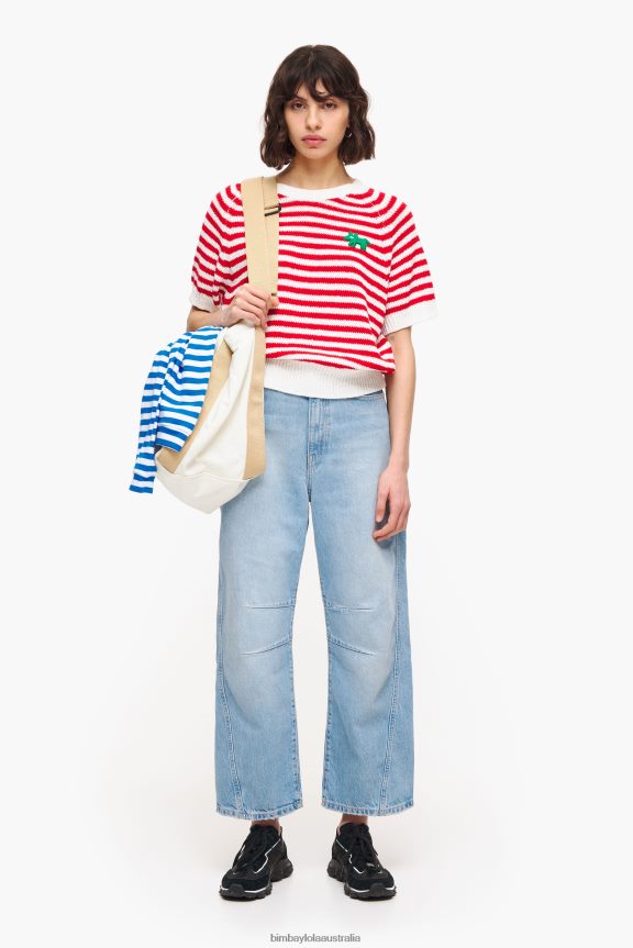 Clothing 4062VZ368 Red And White Bimba Y Lola Striped Sweater