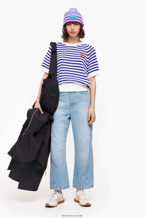 Clothing 4062VZ369 Blue And White Bimba Y Lola Striped Sweater
