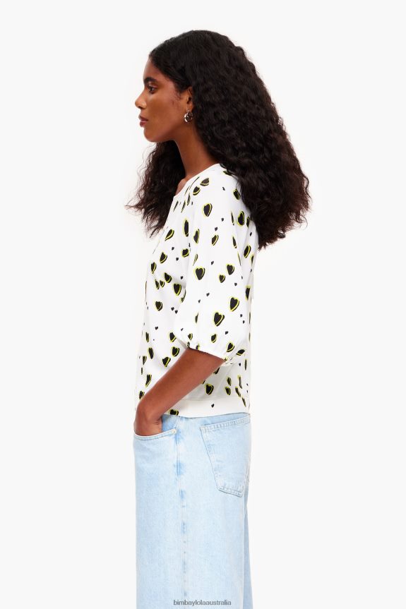 Clothing 4062VZ370 Ivory Bimba Y Lola Small Hearts Print Linen Sweater