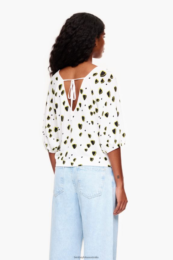 Clothing 4062VZ370 Ivory Bimba Y Lola Small Hearts Print Linen Sweater