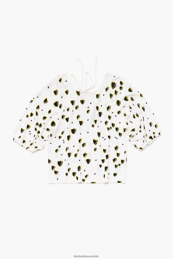 Clothing 4062VZ370 Ivory Bimba Y Lola Small Hearts Print Linen Sweater