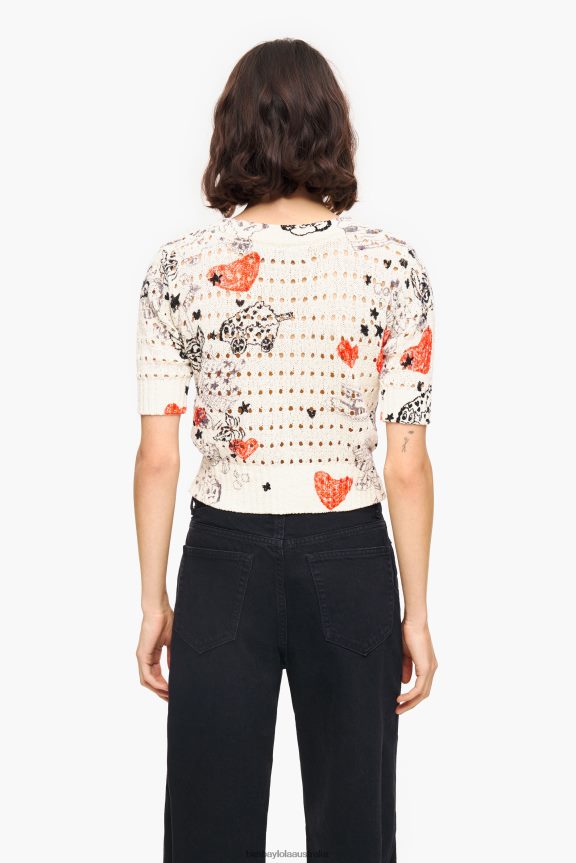 Clothing 4062VZ371 Nickname Bimba Y Lola Heart Print Open-Knit Fitted Cardigan
