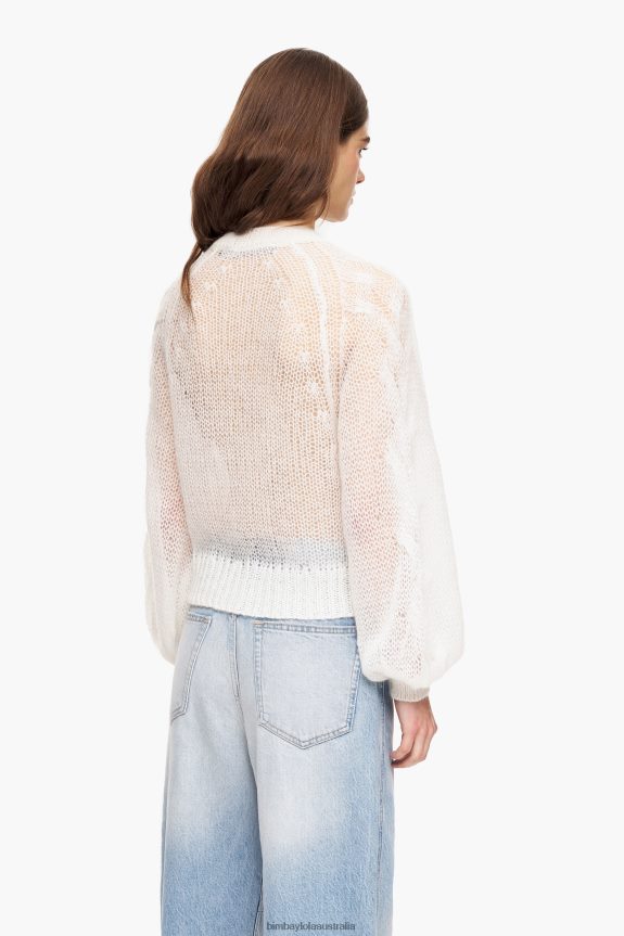 Clothing 4062VZ378 Ecru Bimba Y Lola Open-Knit Mohair Sweater