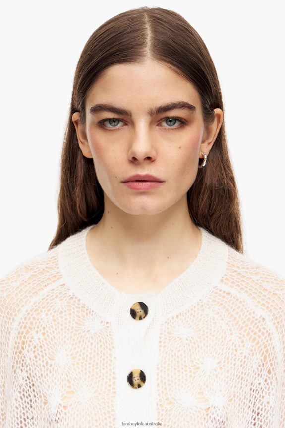 Clothing 4062VZ378 Ecru Bimba Y Lola Open-Knit Mohair Sweater