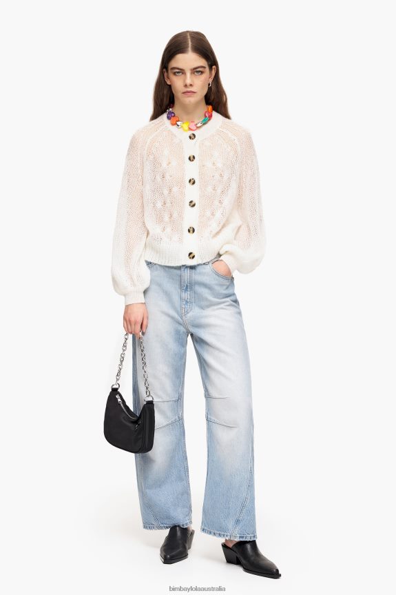 Clothing 4062VZ378 Ecru Bimba Y Lola Open-Knit Mohair Sweater