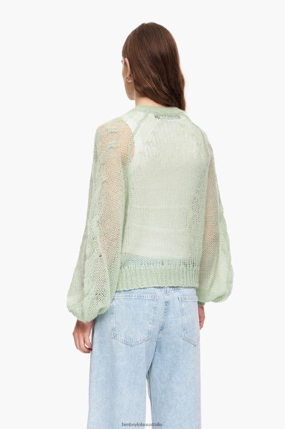 Clothing 4062VZ379 Mint Bimba Y Lola Open-Knit Mohair Cardigan