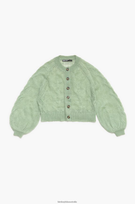 Clothing 4062VZ379 Mint Bimba Y Lola Open-Knit Mohair Cardigan