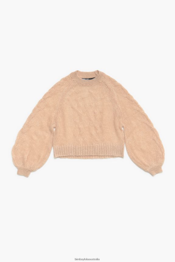 Clothing 4062VZ380 Sand Bimba Y Lola Open-Knit Mohair Sweater