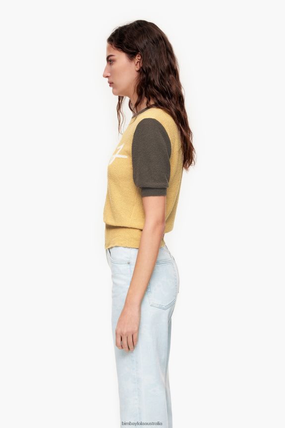 Clothing 4062VZ382 Yellow Bimba Y Lola Cotton Two-Tone Sweater