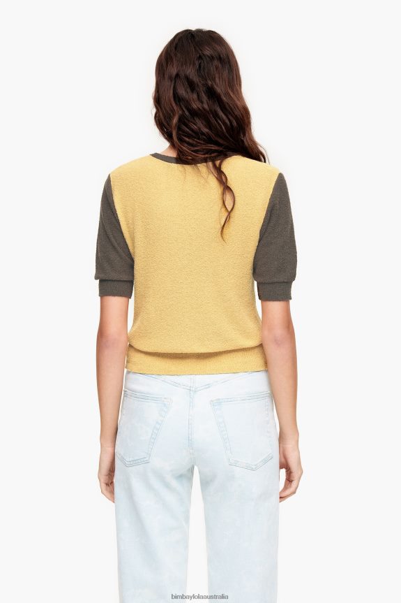 Clothing 4062VZ382 Yellow Bimba Y Lola Cotton Two-Tone Sweater