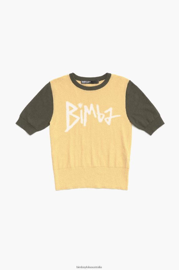 Clothing 4062VZ382 Yellow Bimba Y Lola Cotton Two-Tone Sweater