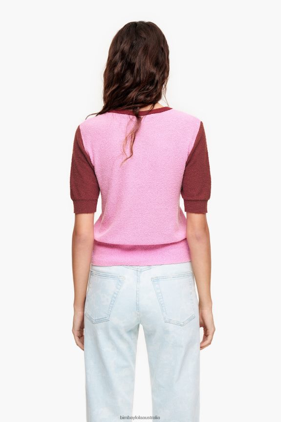 Clothing 4062VZ383 Pink Bimba Y Lola Cotton Two-Tone Sweater