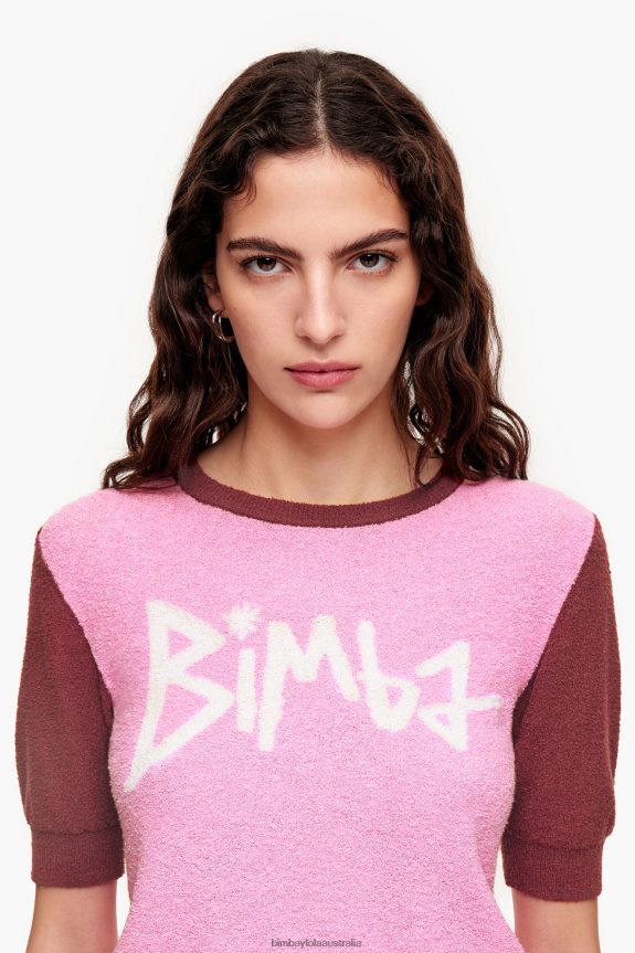 Clothing 4062VZ383 Pink Bimba Y Lola Cotton Two-Tone Sweater