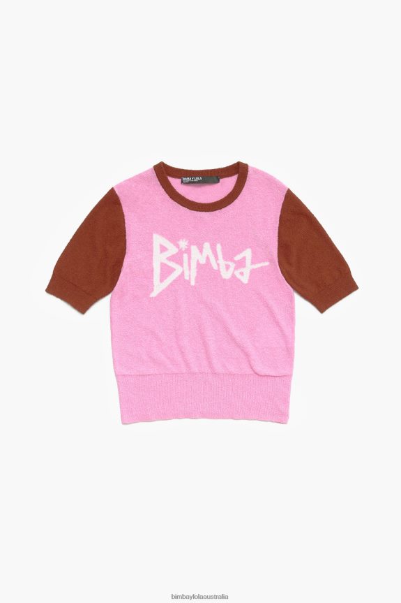 Clothing 4062VZ383 Pink Bimba Y Lola Cotton Two-Tone Sweater