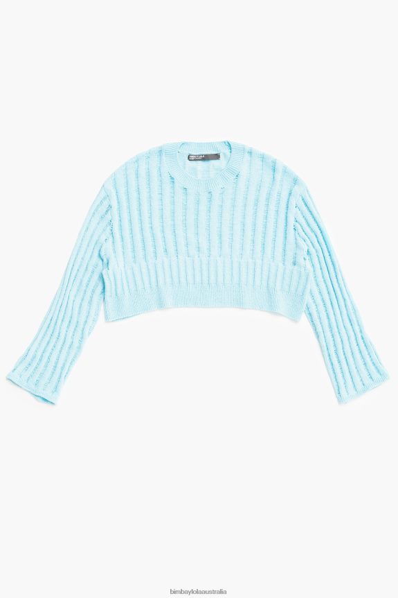 Clothing 4062VZ386 Blue Bimba Y Lola Ribbed Sweater