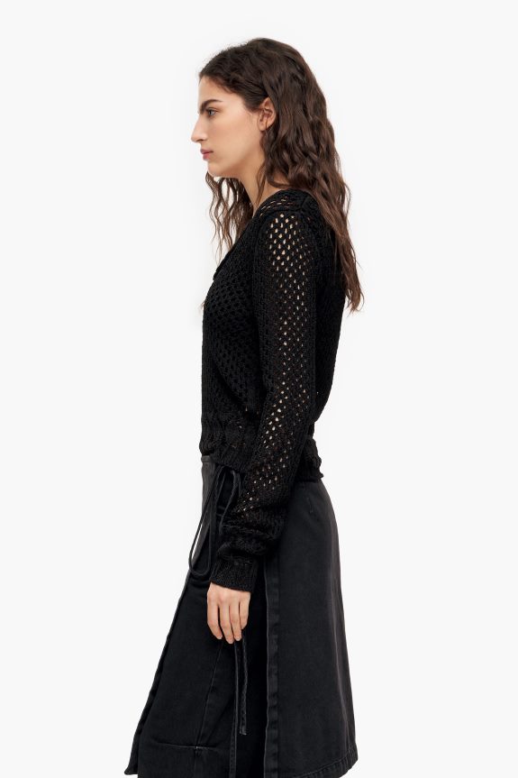 Clothing 4062VZ387 Black Bimba Y Lola Open-Knit Fitted Sweater