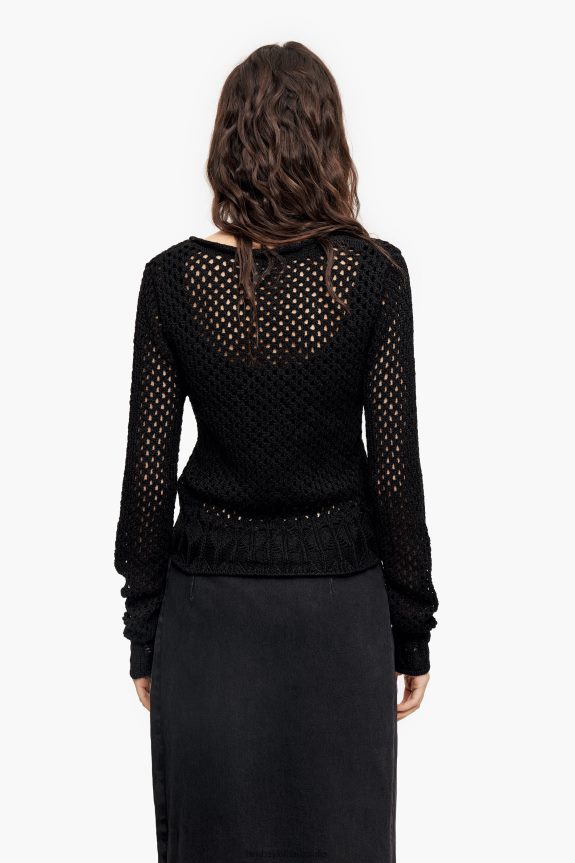 Clothing 4062VZ387 Black Bimba Y Lola Open-Knit Fitted Sweater