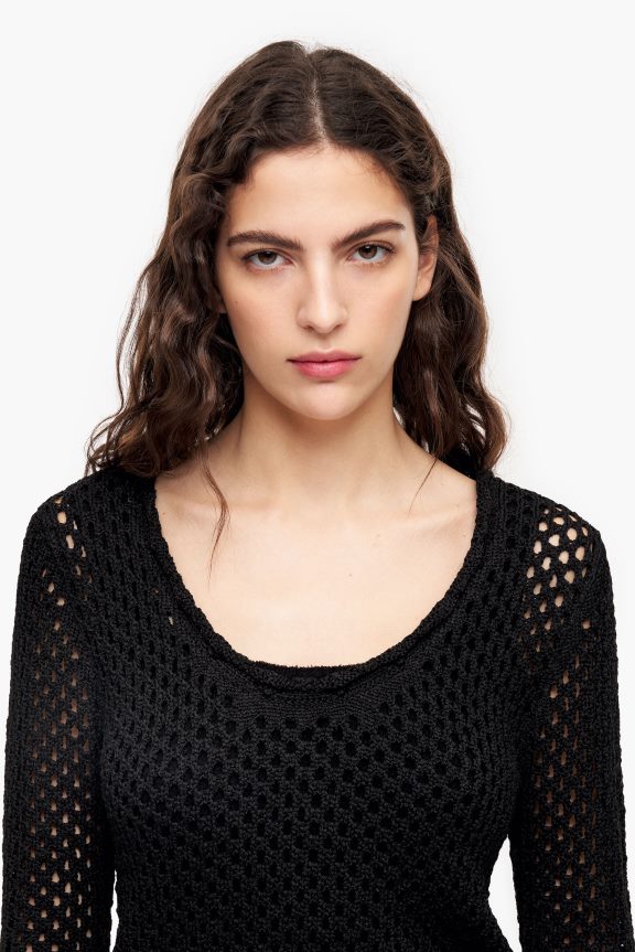 Clothing 4062VZ387 Black Bimba Y Lola Open-Knit Fitted Sweater