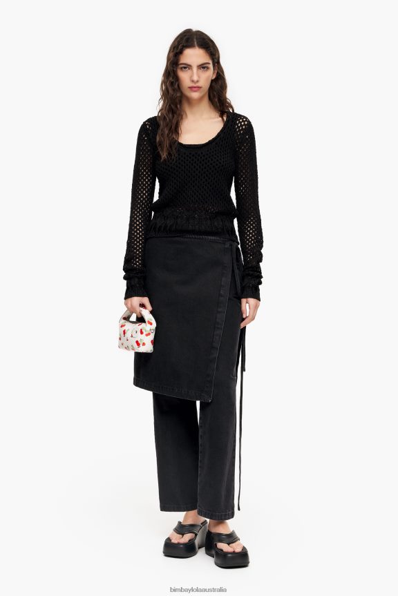 Clothing 4062VZ387 Black Bimba Y Lola Open-Knit Fitted Sweater