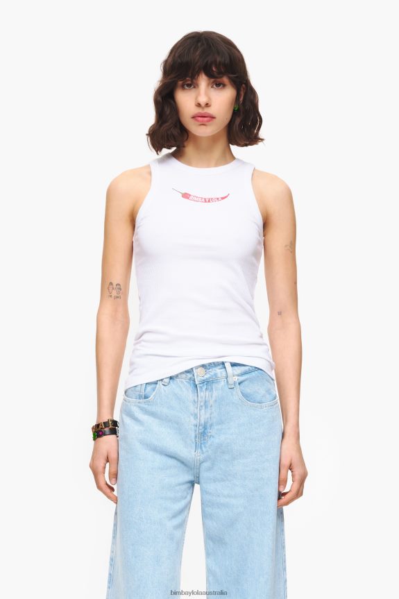 Clothing 4062VZ244 White Bimba Y Lola Fitted Chili Top